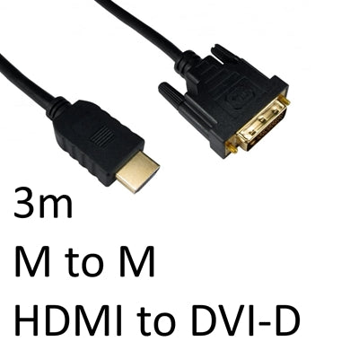 HDMI 1.4 (M) to DVI-D (M) 3m Black OEM Display Cable