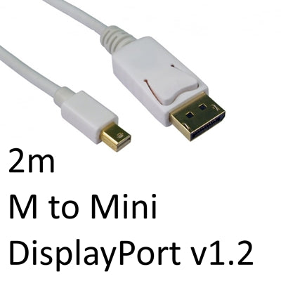 DisplayPort 1.2 (M) to Mini DisplayPort 1.2 (M) 2m White OEM Display Cable