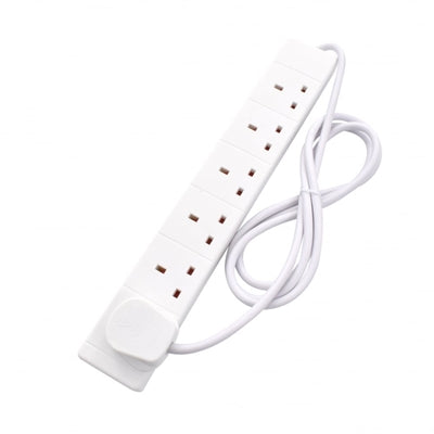 2m 6 Gang UK Mains Extension - White