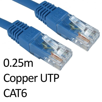 RJ45 (M) to RJ45 (M) CAT6 0.25m Blue OEM Moulded Boot Copper UTP Network Cable