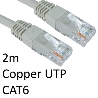 RJ45 (M) to RJ45 (M) CAT6 2m Grey OEM Moulded Boot Copper UTP Network Cable