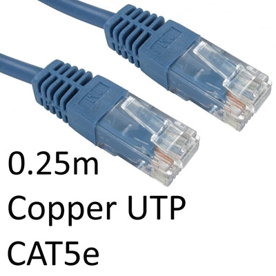 RJ45 (M) to RJ45 (M) CAT5e 0.25m Blue OEM Moulded Boot Copper UTP Network Cable