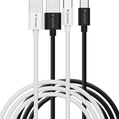 Verbatim Essentials Sync & Charge USB-A to C Cables (2 pack) Black & White,1m,18W QC, 480Mbps, Quick Charge 3.0 Support Up To 18W Charging