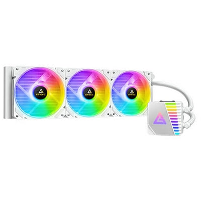 Antec Symphony 360 AiO Liquid CPU Cooler, Universal Socket, White, 360mm Radiator, PWM 1600RPM Cooling Fans, Addressable RGB LED Lighting with Chromatic ARGB Lighting Pump Head