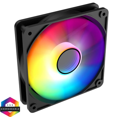 CIT Halo 120mm Infinity ARGB Black 4-Pin PWM High-Performance PC Cooling Fan with Addressable RGB Lighting and Superior Airflow