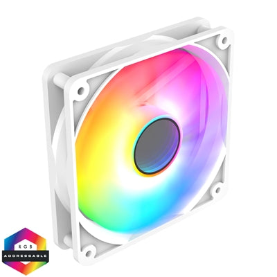 CIT Halo 120mm Infinity ARGB White 4-Pin PWM High-Performance PC Cooling Fan with Addressable RGB Lighting and Superior Airflow