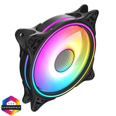 CiT Tornado FNB 120mm RGB LED Fan - High Airflow, Quiet Operation, 4-Pin PWM, Black