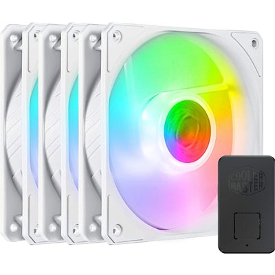Cooler Master SickleFlow 120 ARGB White Edition 3-in-1 Fan Pack, 120mm, 1800RPM, 4-Pin PWM Fan & 3-Pin ARGB Connectors, New Blade Design to Improve Air Flow & Air Pressure, Secure Addressable RGB Connector Clips, Addressable RGB Controller Include