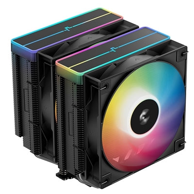 DeepCool AG620 BK ARGB V2 Dual-Tower CPU Air Cooler with 120mm ARGB Fans, Compatible with Intel LGA 1851/1700/1200/115x & AMD AM5/AM4, High-Performance Quiet Cooling, Matte Black