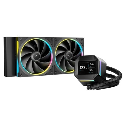 DeepCool LM240 Liquid CPU Cooler with 2.4" IPS Display, 240mm AIO, Dual 120mm ARGB Fans, Anti-Leak Technology, PWM Pump, Intel LGA 1851/1700 & AMD AM5 Compatible, Black