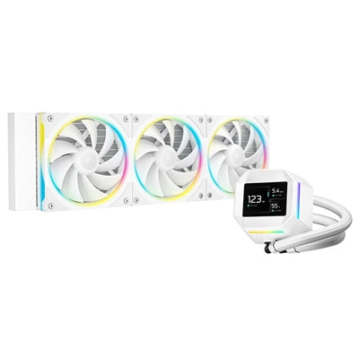 DeepCool LM360 Liquid CPU Cooler with 2.4" IPS Display, 360mm AIO, Triple 120mm ARGB Fans, Anti-Leak Technology, PWM Pump, Intel LGA 1851/1700 & AMD AM5 Compatible, White