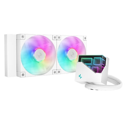 DeepCool LT240 Liquid CPU Cooler, 240mm Radiator, Dual 120mm ARGB Fans, Infinity Mirror Top Cap, Silent Operation, Anti-Leak Tech, White