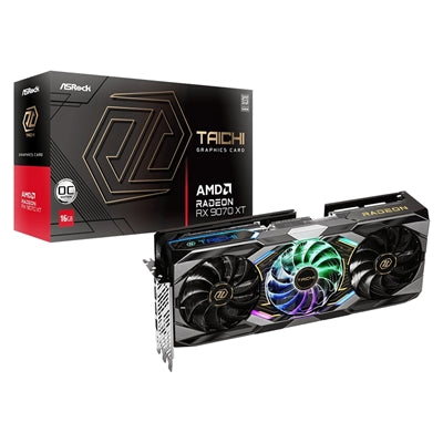 ASRock AMD Radeon RX 9070 XT Taichi OC 16GB GDDR6 Graphics Card, 4096 Streams, 3100 MHz Boost Clock, Triple Fan, 3x DisplayPorts / 1x HDMI Port
