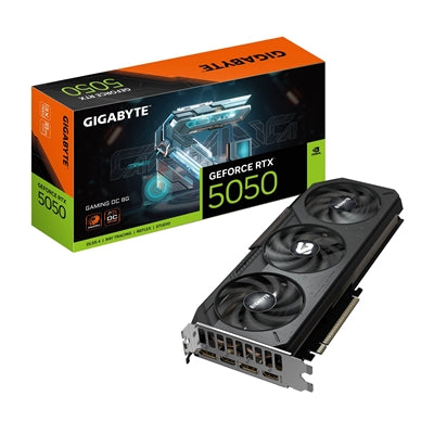 Gigabyte NVIDIA GeForce RTX 5050 GAMING OC 8GB GDDR6 Graphics Card, 2560 CUDA Cores, 2632 MHz Core Clock, Triple Fan, 2x DisplayPorts / 2x HDMI Ports