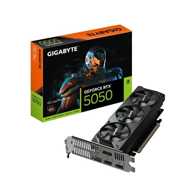 Gigabyte NVIDIA GeForce RTX 5050 OC Low Profile 8GB GDDR6 Graphics Card, 2560 CUDA Cores, 2587 MHz Core Clock, Triple Fan, 2x DisplayPorts / 2x HDMI Ports