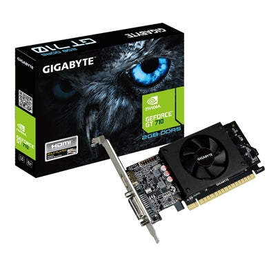 Gigabyte NVIDIA GeForce GT 710 Low Profile 2G Graphics Card, 2GB GDDR5, 954 MHz Core Clock, Single Fan Low Profile, 1x DVI-D / 1x HDMI Port