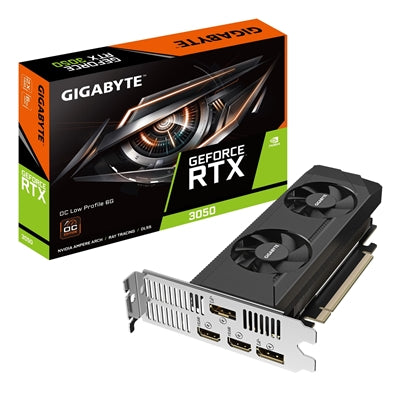 Gigabyte NVIDIA GeForce RTX 3050 OC Low Profile 6G Graphics Card, 6GB GDDR6, 2304 CUDA Cores, 1477 MHz Core Clock, Dual Fan, 2x DisplayPorts / 2x HDMI Ports