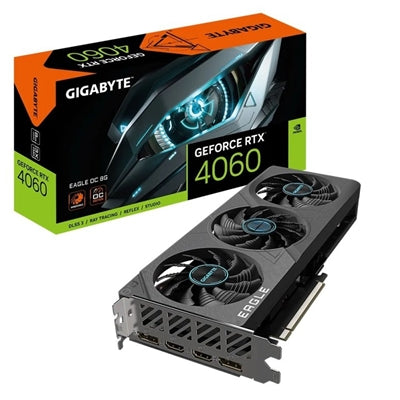 Gigabyte NVIDIA GeForce RTX 4060 EAGLE OC 8G Graphics Card, 8GB GDDR6, 3072 CUDA Cores, 2505 MHz Core Clock, Triple Fan, 2x DisplayPorts / 2x HDMI Ports