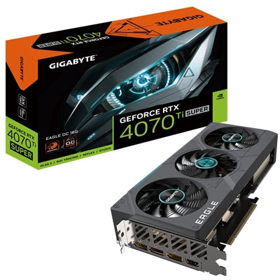 Gigabyte NVIDIA GeForce RTX 4070 Ti SUPER EAGLE OC Graphics Card, 16GB GDDR6X, 8448 CUDA Cores, 2640 MHz Core Clock, Triple Fan, RGB, 3x DisplayPorts / 1x HDMI Port