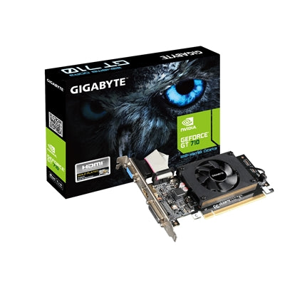 Gigabyte NVIDIA GeForce GT 710 2GB DDR3 Low Profile Graphics Card, 954 MHz Core Clock, Single Fan, 1x DVI-D / 1x D-Sub / 1x HDMI Port