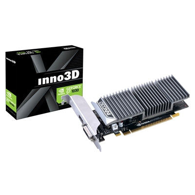 Inno3D NVIDIA GeForce GT 1030 2GB GDDR5 Graphics Card, 2GB GDDR5, 384 CUDA Cores, 1468 MHz Boost Clock, Passive Cooling, 1x DVI-D / 1x HDMI Port