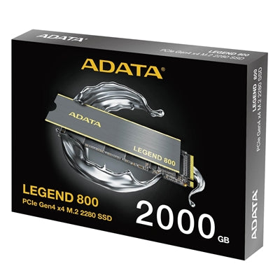 Adata Legend 800 (ALEG-800-2000GCS) 2TB NVMe SSD, PCIe Gen4, M.2 Interface, 2280, Read 3500 MB/s, Write 2800 MB/s, Heatsink, 3 Year Warranty