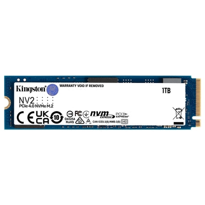 Kingston NV2 (SNV2S/1000G) 1TB, NVMe SSD, M.2 Interface, PCIe Gen4, 2280, Read 3500 MB/s, Write 2100 MB/s, 3 Year Warranty