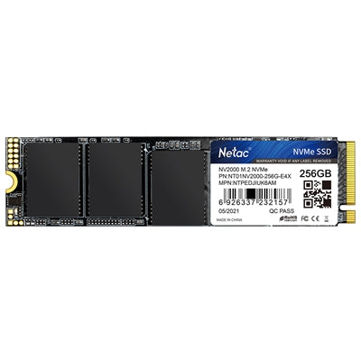 NETAC NV2000 (NT01NV2000-256-E4X) 256GB NVMe SSD, M.2 Interface, PCIe Gen3, 2280 SSD, Read 2500MB/s, Write 1000MB/s, 5 Year Warranty