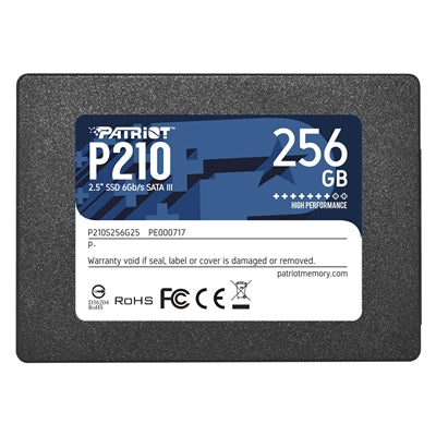 Patriot P210 (P210S256G25) 256GB 2.5 Inch SSD, Sata 3 Interface, Read 500MB/s, Write 400MB/s, 3 Year Warranty