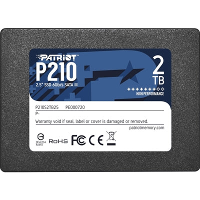 Patriot P210 (P210S2TB25) 2TB 2.5 Inch SSD, Sata 3 Interface, Read 520MB/s, Write 430MB/s, 3 Year Warranty