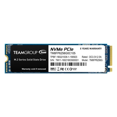 Team MP33 (TM8FP6256G0C101) 256GB NVMe M.2 Interface, PCIe Gen3, 2280, Read 1600MB/s, Write 1000MB/s, 3 Year Warranty