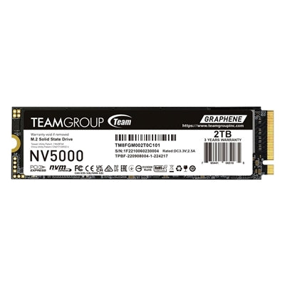 Team NV5000 (TM8FGM002T0C101) 2TB M.2 Interface, PCIe Gen4x4 with NVMe, 2280, Read 4500MB/s, Write 1900MB/s, 3 Year Warranty