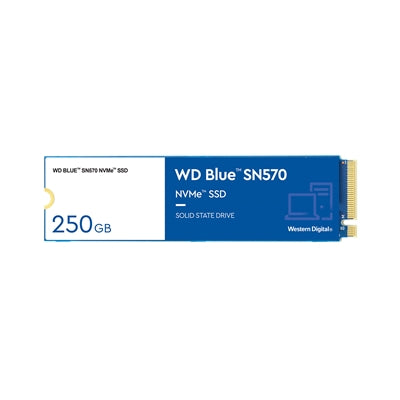WD Blue SN570 (WDS250G3B0C) 250GB NVMe SSD, M.2 Interface, PCIe Gen3, 2280, Read 3300MB/s, Write 1200MB/s, 5 Year Warranty