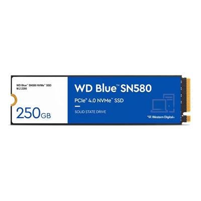 WD Blue SN580 (WDS250G3B0E-00CHF0) 250GB NVMe SSD, M.2 Interface, PCIe Gen4, 2280, Read 4000MB/s, Write 2000MB/s, 5 Year Warranty