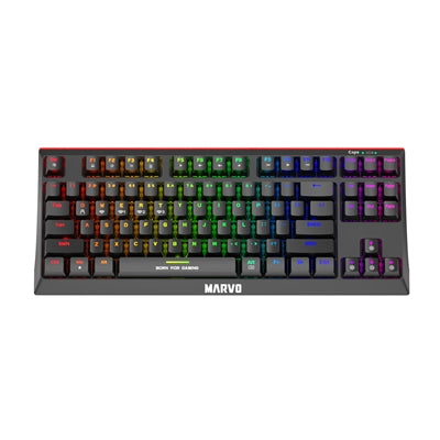 Marvo Scorpion KG953W-UK Wireless Mechanical Gaming Keyboard with Red Switches, 80% TKL Design, Tri-Mode Connection, 2.4GHz Wireless, Bluetooth or Wired, Rainbow Backlight, Anti-ghosting N-Key Rollover