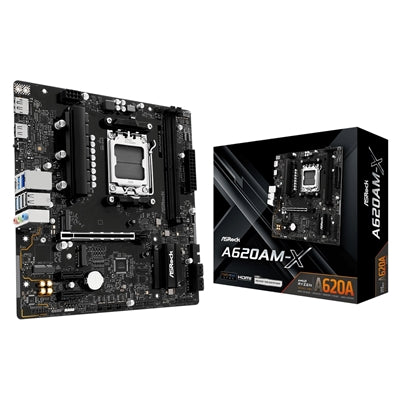 ASRock A620AM-X AMD AM5 Socket Motherboard, Micro-ATX, 2x DDR5 Slots, 2x M.2 Sockets, 2.5GbE LAN, 1x HDMI Port / 1x DisplayPort