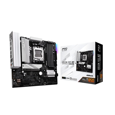 ASRock B850M Pro RS AMD AM5 Socket Motherboard, Micro-ATX, 4x DDR5 Slots, 3x M.2 Sockets, Fitted I/O Shield, 2.5GbE LAN, 1x DisplayPort / 1x HDMI Port