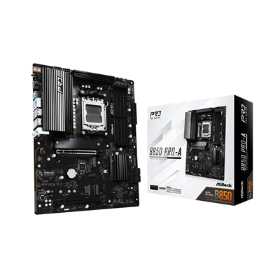 ASRock B850 Pro-A AMD AM5 Socket Motherboard, ATX, 4x DDR5 Slots, 4x M.2 Sockets, 2.5GbE LAN, 1x HDMI Port / 1x USB-C