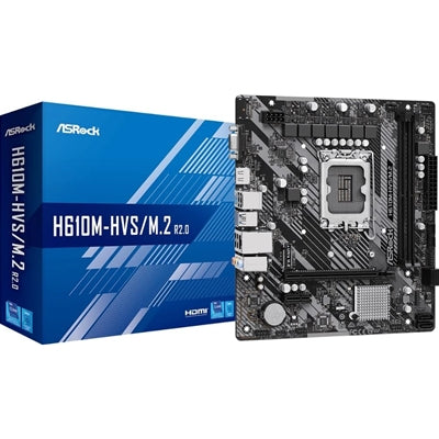 ASRock H610M-HDV/M.2 R2.0 Super Alloy Intel 1700 Socket Motherboard, Micro-ATX, 2x DDR4 Slots, 1x M.2 Socket, GbE LAN, 1x D-Sub / 1x DisplayPort / 1x HDMI Port