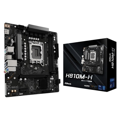 ASRock H810M-H Intel 1851 Socket Motherboard, Micro-ATX, 2x DDR5 Slots, 1x M.2 Sockets, GbE LAN, 1x HDMI Port