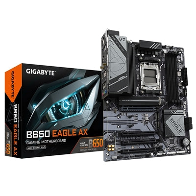 Gigabyte B650 Eagle AX DDR5 Motherboard, AMD Ryzen 7000/8000, ATX, 1 x PCI Express x16 slot, supporting PCIe 4.0 and running at x16, Realtek 1GbE LAN, HDMI/DisplayPort