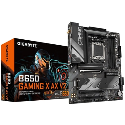 Gigabyte B650 GAMING X AX V2 AMD AM5 Socket Motherboard, ATX, 4x DDR5 Slots, 3x M.2 Sockets, 2x USB-C Port, Fitted I/O Shield, 2.5GbE LAN, Wi-Fi 6E, 1x DisplayPort / 1x HDMI Port