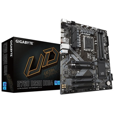 Gigabyte B760 DS3H DDR4 Ultra Durable Intel 1700 Socket Motherboard, ATX, 4x DDR4 Slots, 2x M.2 Sockets, 2x USB-C Port, GbE LAN, 1x DisplayPort / 1x HDMI Port