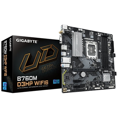 Gigabyte B760M D3HP WIFI6 Intel 1700 Socket Motherboard, Micro-ATX, 4x DDR5 Slots, 2x M.2 Sockets, GbE LAN, Wi-Fi 6, 1x D-Sub / 1x DisplayPort / 1x HDMI Port