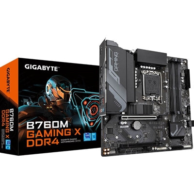 Gigabyte B760M GAMING X DDR4 Intel 1700 Socket Motherboard, Micro-ATX, 4x DDR4 Slots, 2x M.2 Sockets, 1x USB-C Port, Fitted I/O Shield, 2.5GbE LAN, 1x DisplayPort / 1x HDMI Port