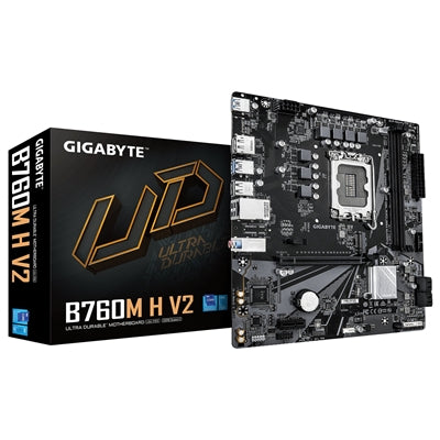 Gigabyte B760M H V2 Intel 1700 Socket Motherboard, Micro-ATX, 2x DDR5 Slots, 1x M.2 Sockets, GbE LAN, 1x DisplayPort / 1x HDMI Port