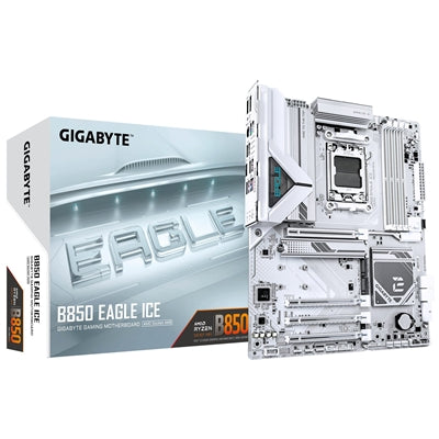Gigabyte B850 EAGLE ICE AMD AM5 Socket Motherboard, ATX, 4x DDR5 Slots, 3x M.2 Socket, Fitted I/O Shield, 2.5GbE LAN, 1x DisplayPort / 1x HDMI Port