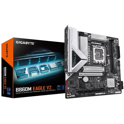 Gigabyte B860M EAGLE V2 Intel 1851 Socket Motherboard, Micro-ATX, 2x DDR5 Slots, 2x M.2 Sockets, Fitted I/O Shield, 2.5GbE LAN, 1x DisplayPort / 1x HDMI Port