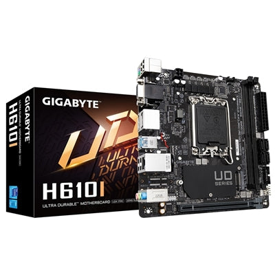 Gigabyte H610I Intel 1700 Socket Motherboard, Mini-ITX, 2x DDR5 Slots, 1x M.2 Socket, GbE LAN, 1x D-Sub / 2x DisplayPorts / 1x HDMI Port