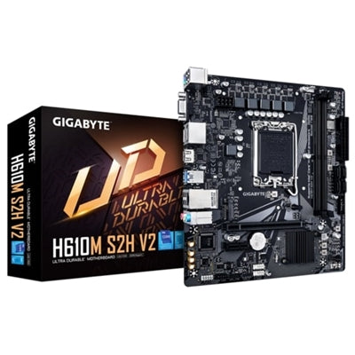 Gigabyte H610M S2H V2 Intel 1700 Socket Motherboard, Micro-ATX, 2x DDR5 Slots, 1x M.2 Socket, GbE LAN, 1x D-Sub / 2x DisplayPorts / 1x HDMI Port